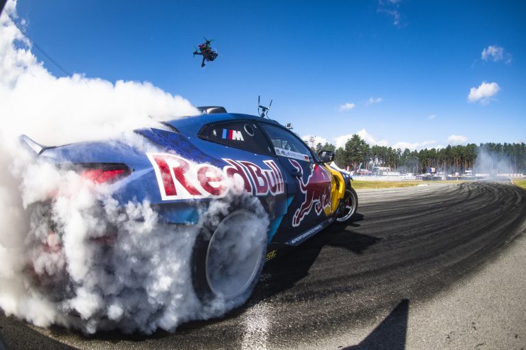Johannes Hountondji (German) is performing during the European Drift Masters championship, round 3, in Riga, Latvia on August 1, 2021. // Jaanus Ree / Red Bull Content Pool // SI202108010499 // Usage for editorial use only //