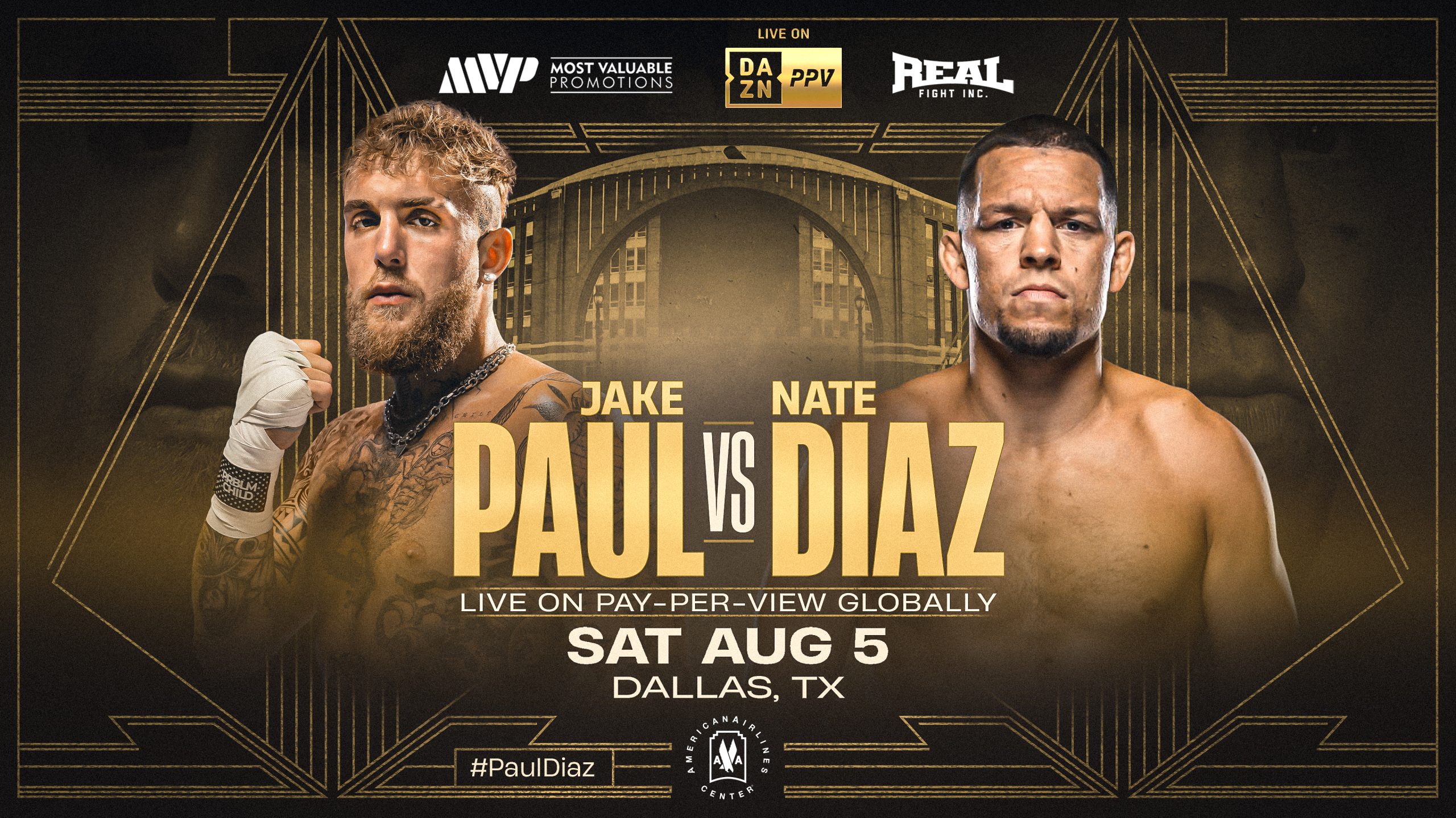 Jake Paul vs Nate Diaz Tickets - 8/5/23 at American Airlines Center in  Dallas, TX